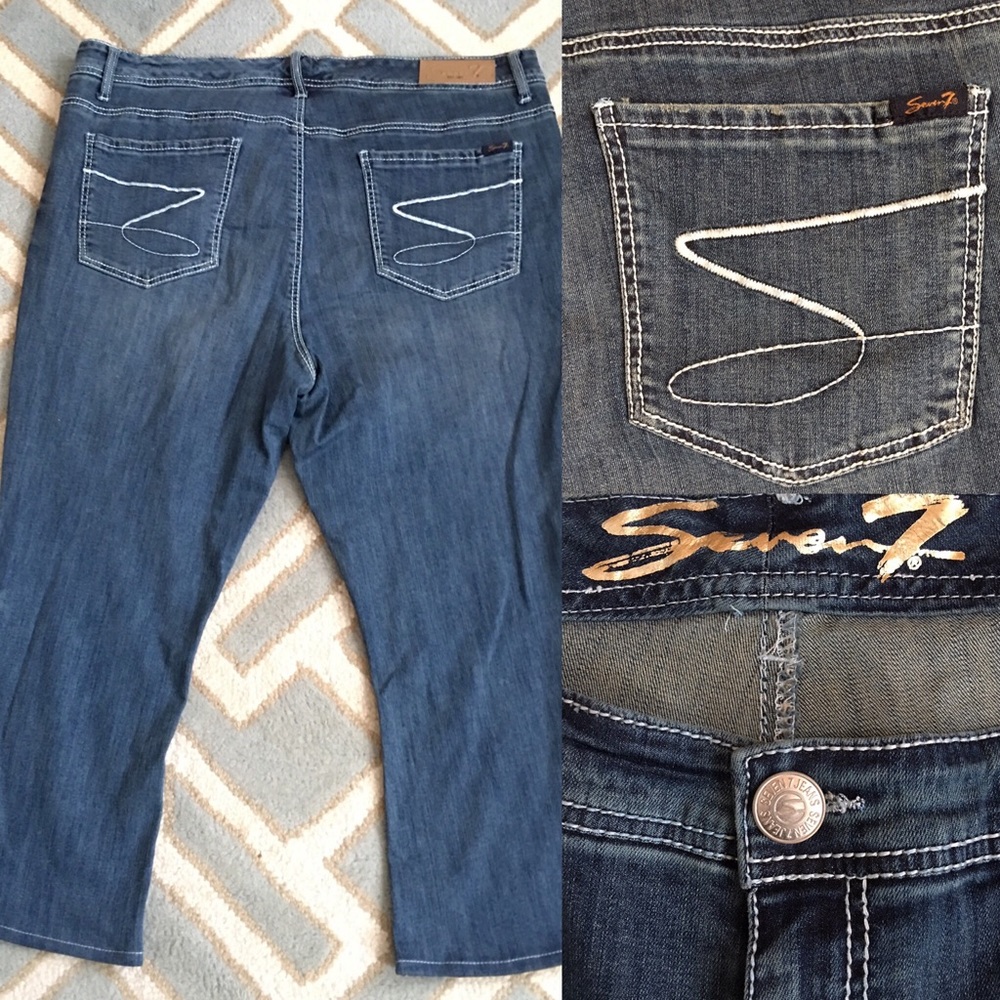 7FMK bootcut cropped blue faded jeans 24 women’s